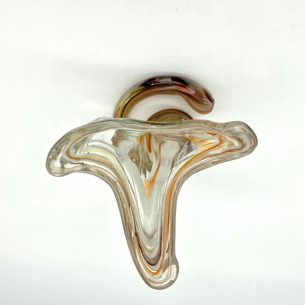 Art Glass Vase Swirl Design Amber Brown Clear Decor Bud‎ Vase